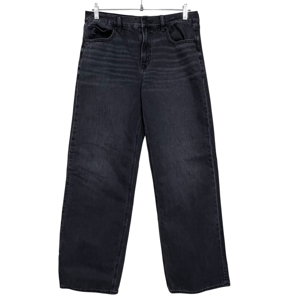American Eagle Stovepipe Strigid Jeans Size 8 Black Straight Wide Leg